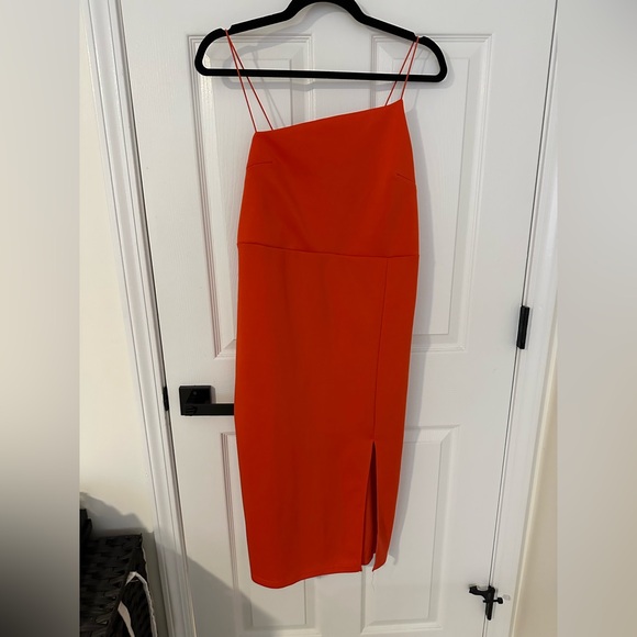 LYANER Women's Spaghetti Straps Split Hem Sleeveless Zipper Bodycon Midi Dress - Picture 5 of 7